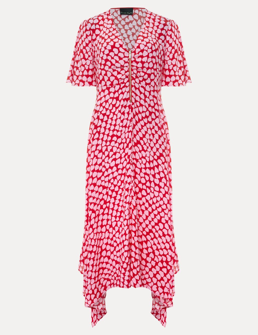 Heart Print V-Neck Midi Tea Dress image 2