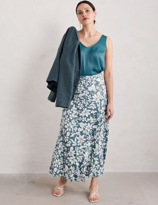 Seasalt Cornwall Women's Floral Midaxi A-Line Skirt - 12 - Blue Mix, Blue Mix