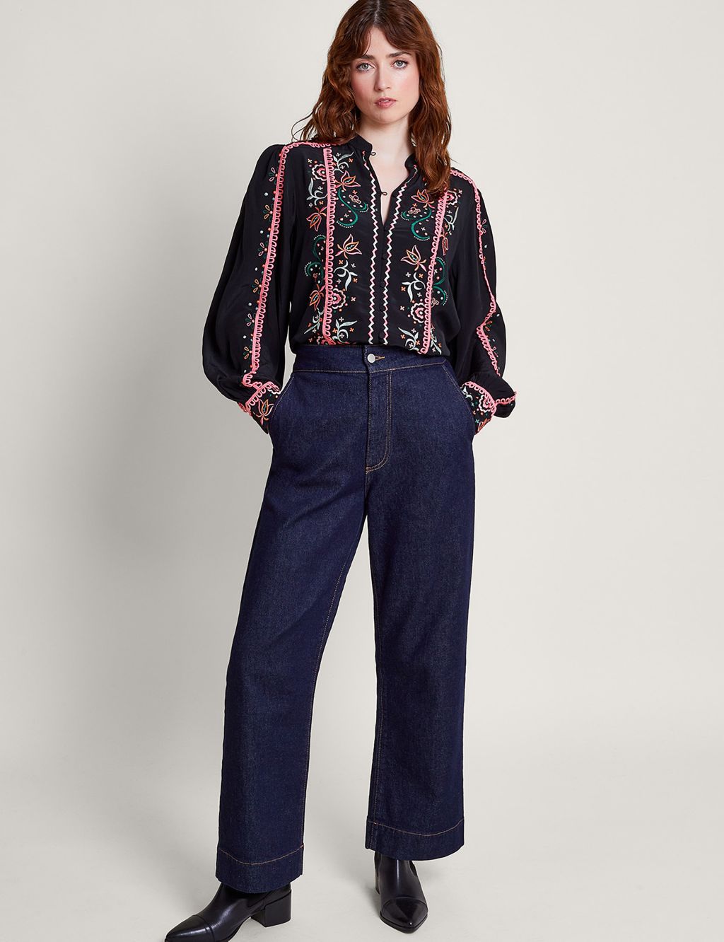 Floral Embroidered Button Through Blouse image 3
