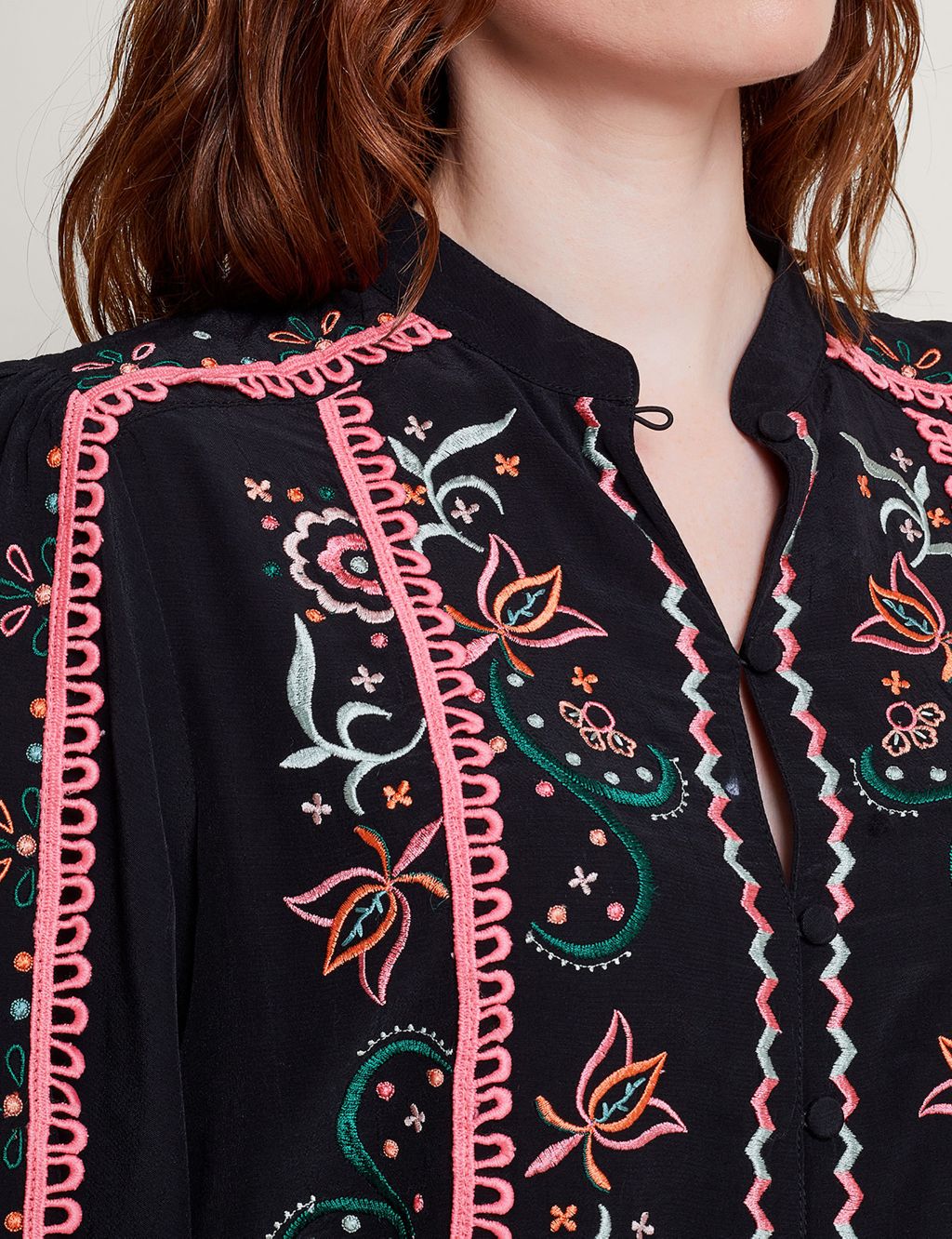 Floral Embroidered Button Through Blouse image 5