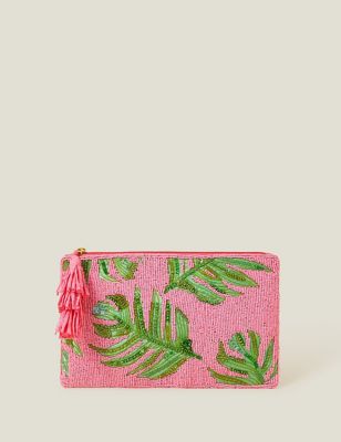 Accessorize Women's Pure Cotton Beaded Clutch Bag - Pink Mix, Pink Mix