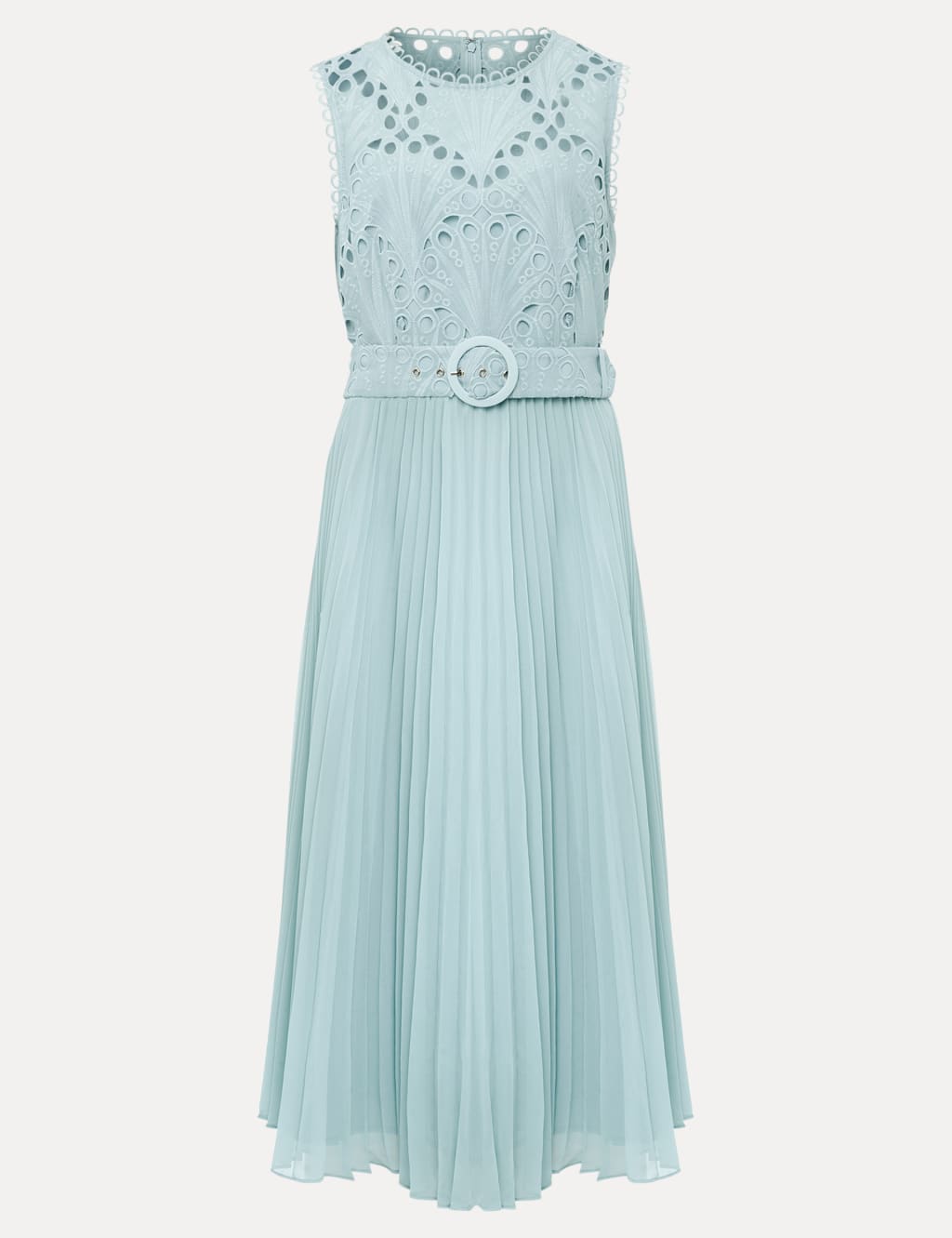 Embroidered Lace Belted Midi Shift Dress image 2