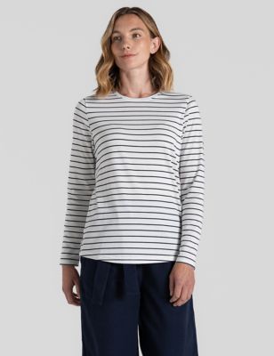 Craghoppers Women's Striped Top with Cotton - 12 - White Mix, White Mix
