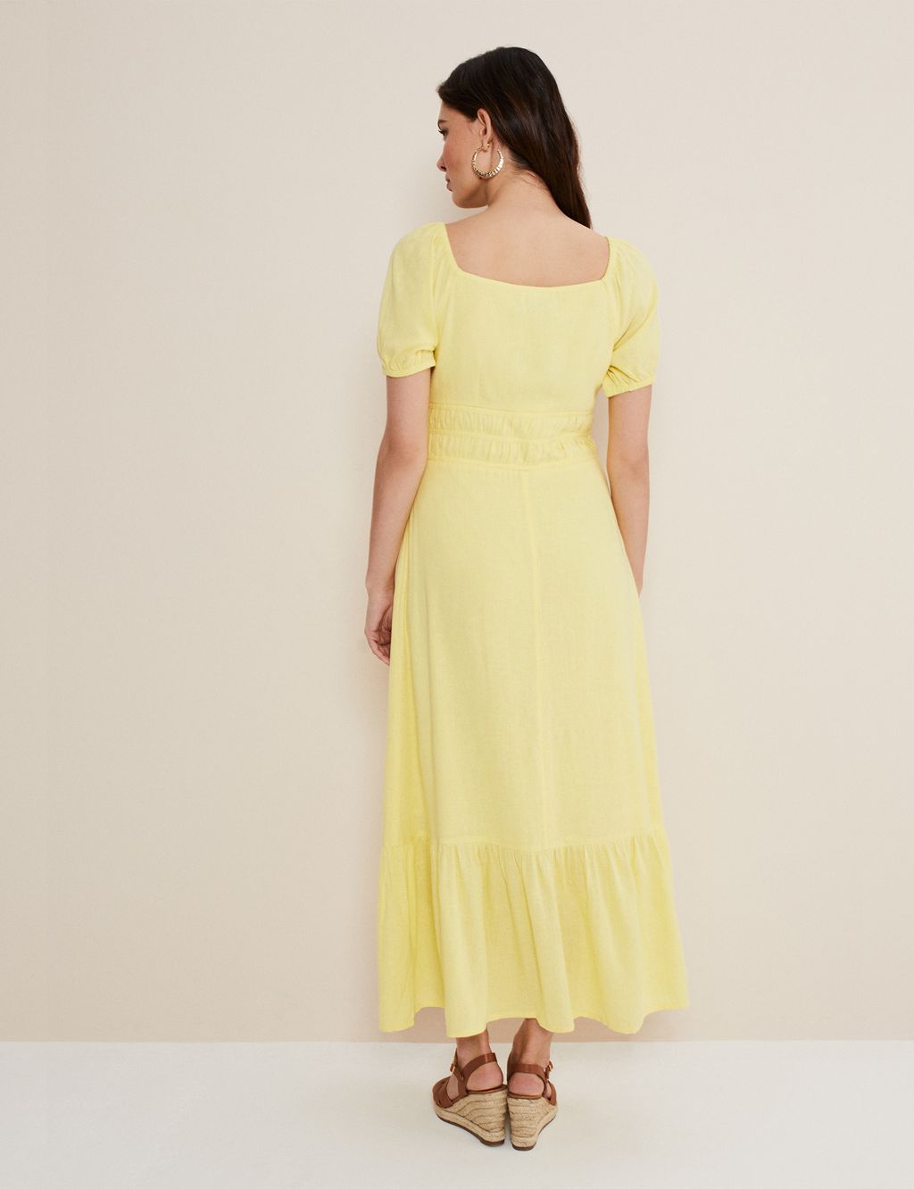 Linen Blend Square Neck Midi Tea Dress image 5