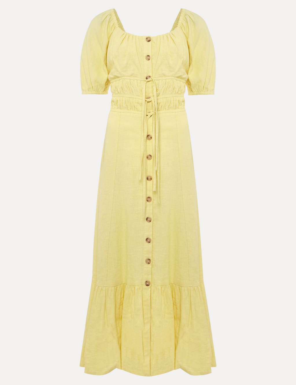 Linen Blend Square Neck Midi Tea Dress image 2