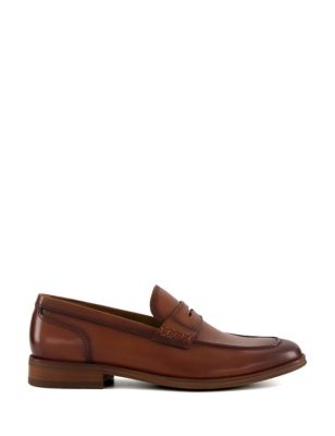 Dune London Mens Leather Slip On Loafers - 8 - Tan, Tan,Brown