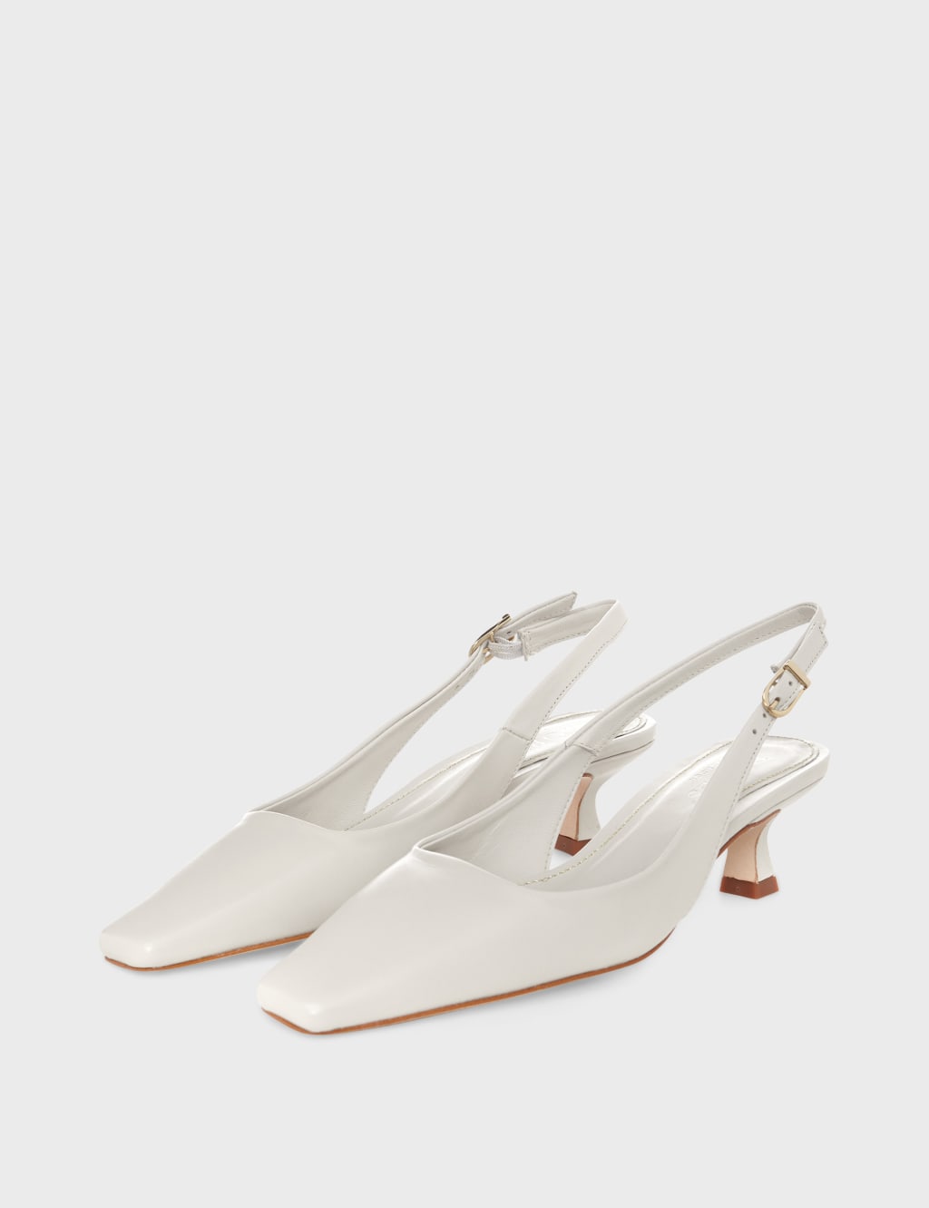 Leather Kitten Heel Chisel Toe Slingback Shoes image 2