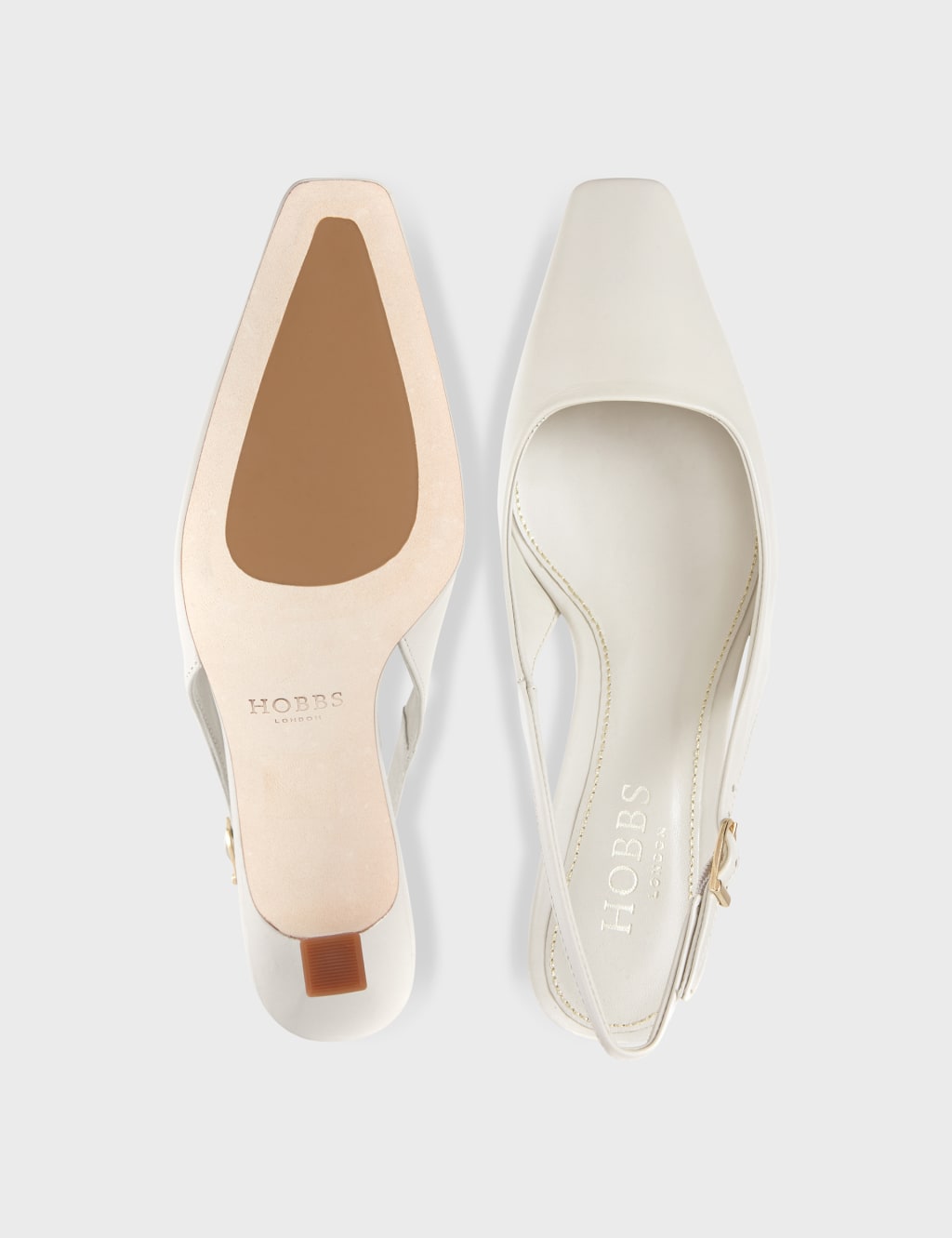Leather Kitten Heel Chisel Toe Slingback Shoes image 3