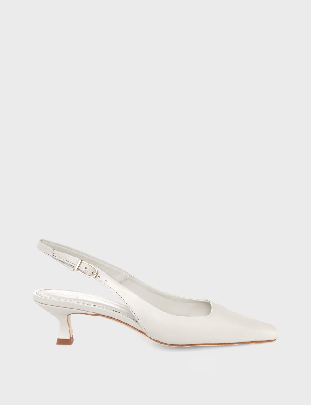 Leather Kitten Heel Chisel Toe Slingback Shoes image 2