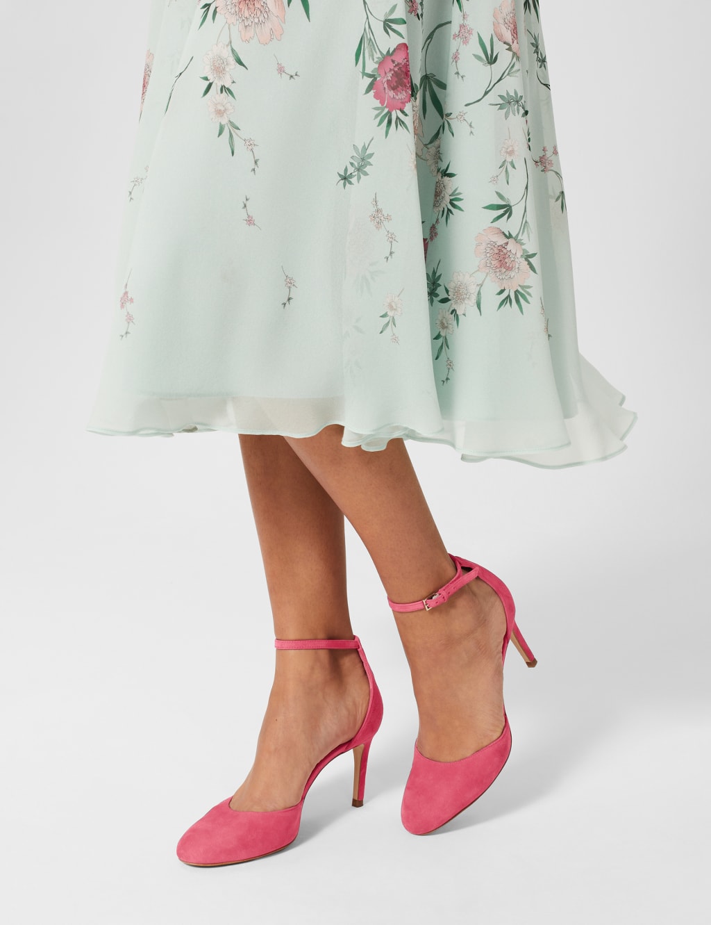 Suede Ankle Strap Stiletto Heel Court Shoes image 1
