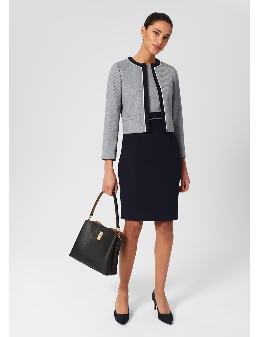 Textured Cropped Blazer with Linen image 4