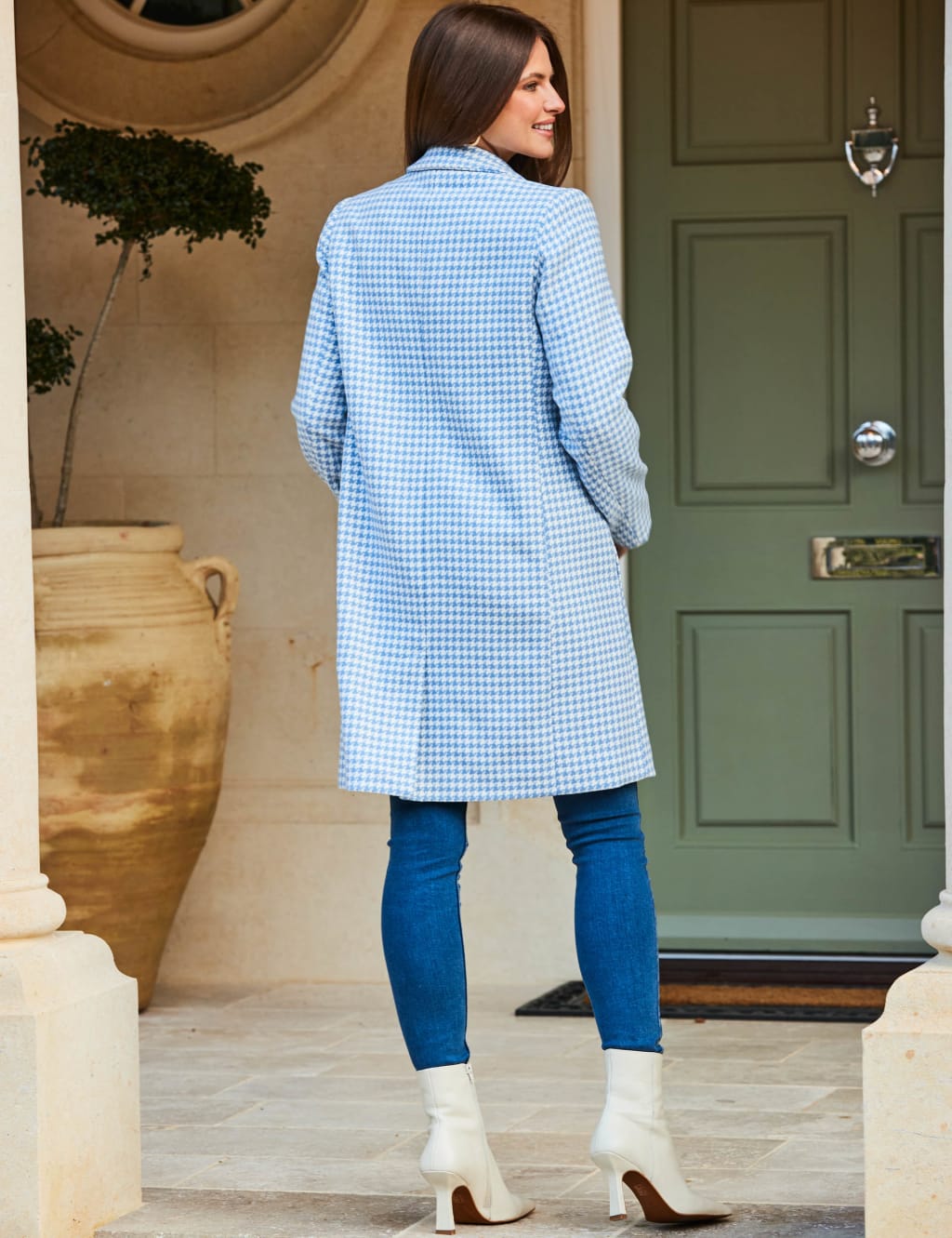 Wool Blend Dogtooth Single Breasted Coat image 5