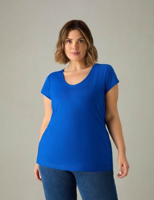Live Unlimited London Women's Pure Cotton T-Shirt - 22 - Blue, Blue