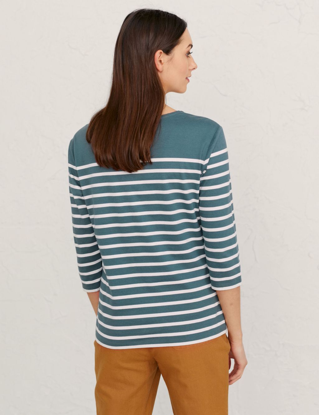 Organic Cotton Striped 3/4 Sleeve T-Shirt image 3