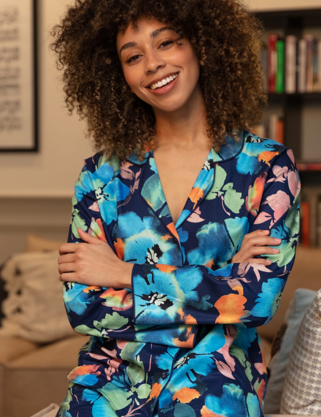 Cotton Modal Floral Print Pyjama Top image 3