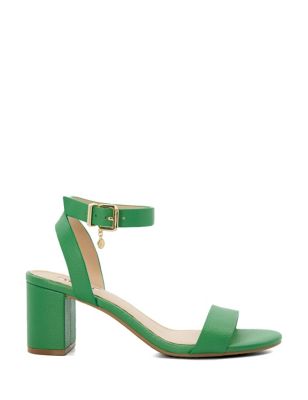 Dune London Women's Leather Buckle Ankle Strap Sandals - 8 - Green, Green
