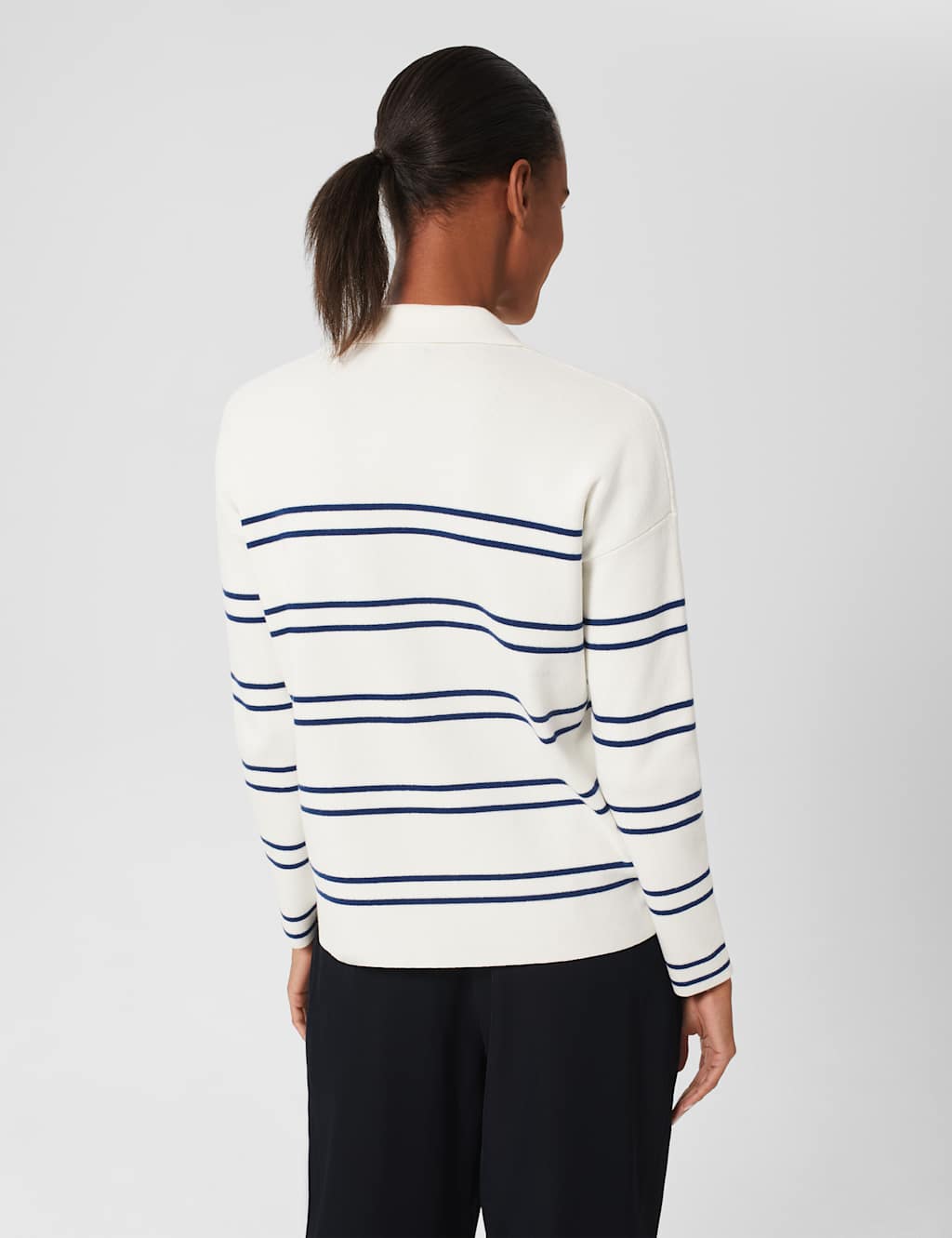 Cotton Rich Striped Collared Jumper image 4