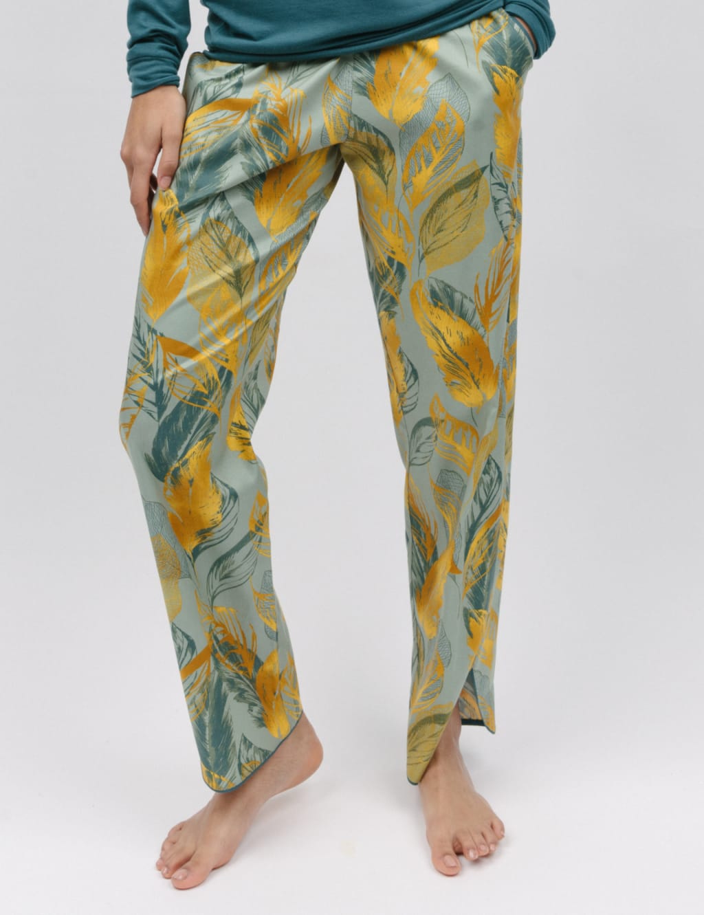 Cotton Modal Leaf Print Pyjama Bottoms image 1
