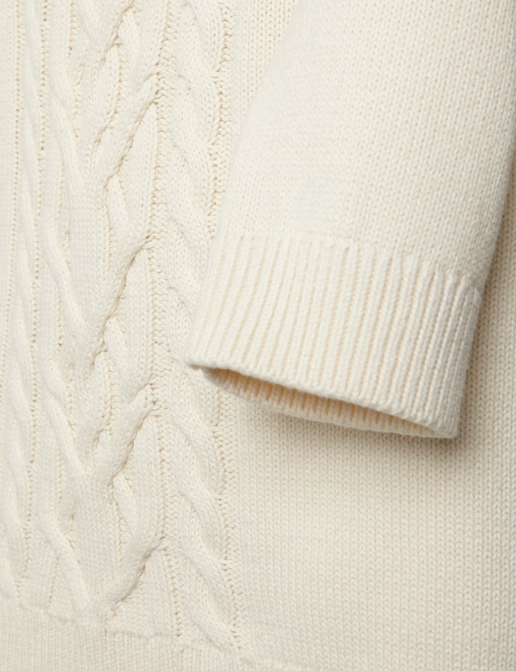 Pure Cotton Cable Knit Funnel Neck Jumper image 4