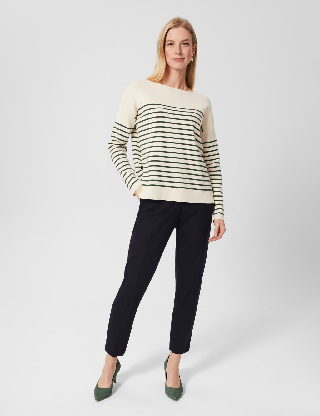 Cotton Rich Striped Slash Neck Jumper image 2