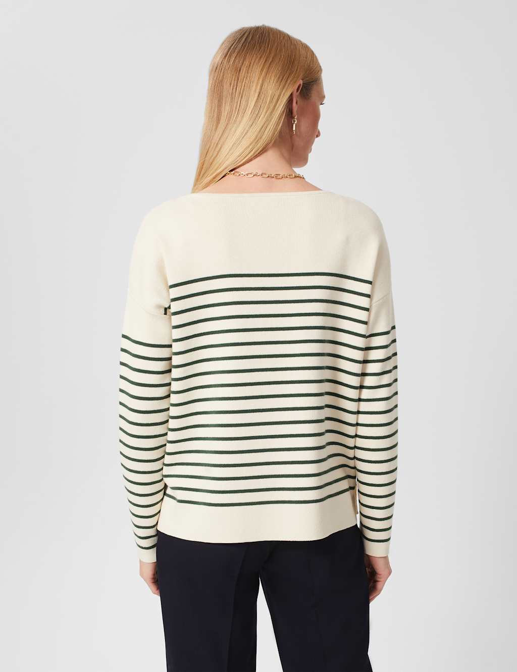 Cotton Rich Striped Slash Neck Jumper image 4