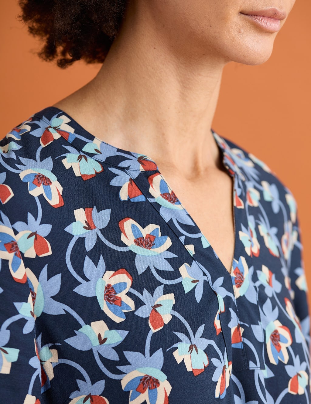 Floral Notch Neck Smock Dress with Linen image 6
