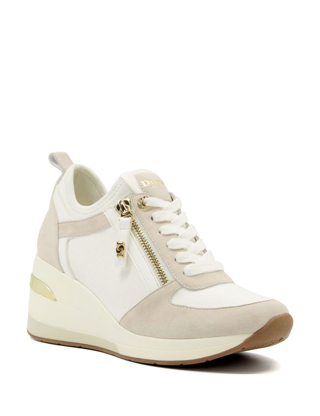 Leather Wedge Suede Panel Trainers image 2