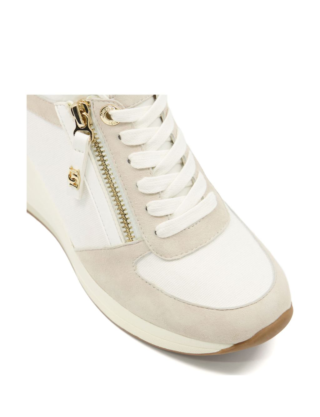 Leather Wedge Suede Panel Trainers image 5