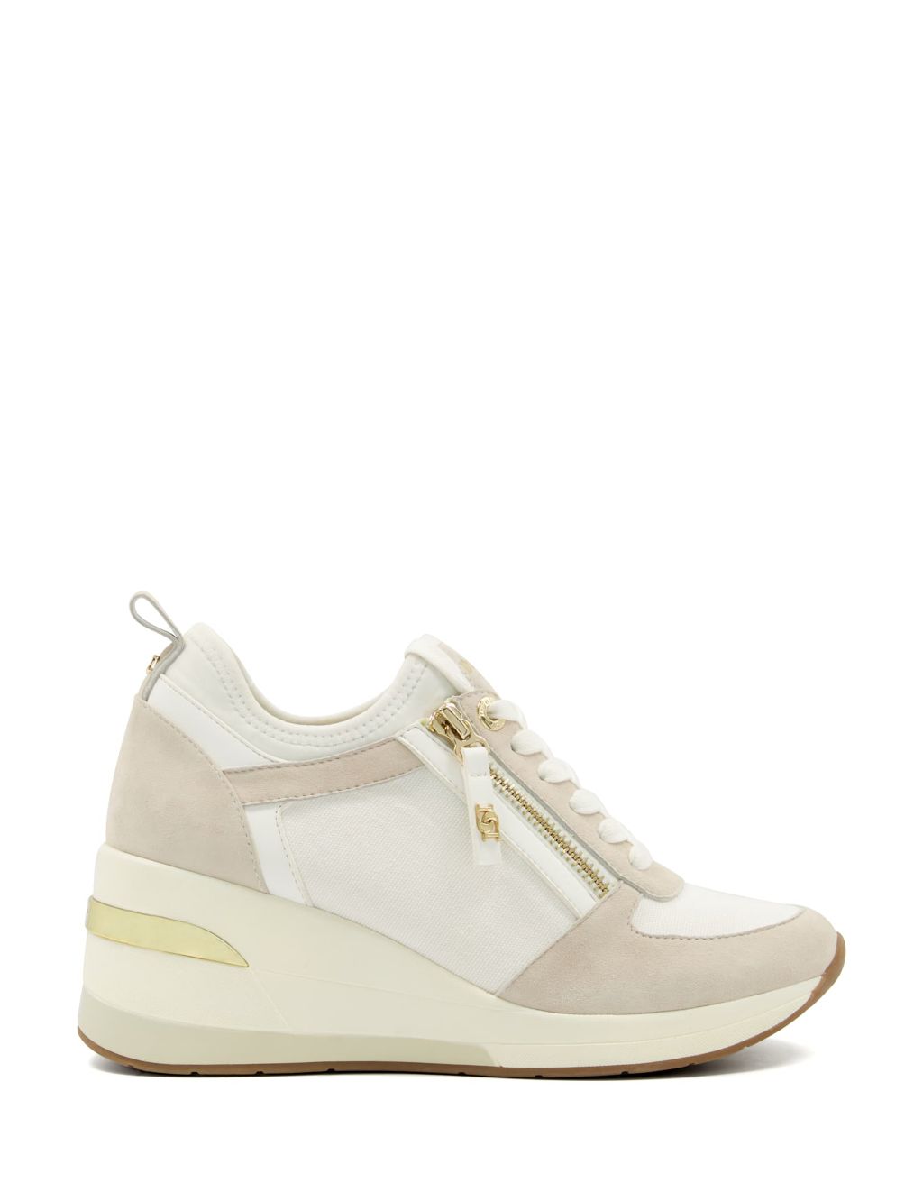 Leather Wedge Suede Panel Trainers image 1