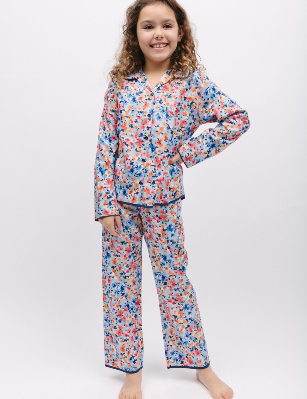 Cotton Rich Floral Pyjamas (2-13 Yrs) image 1