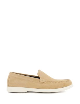 Dune London Mens Suede Slip-On Loafers - 8 - Sand, Sand,Navy
