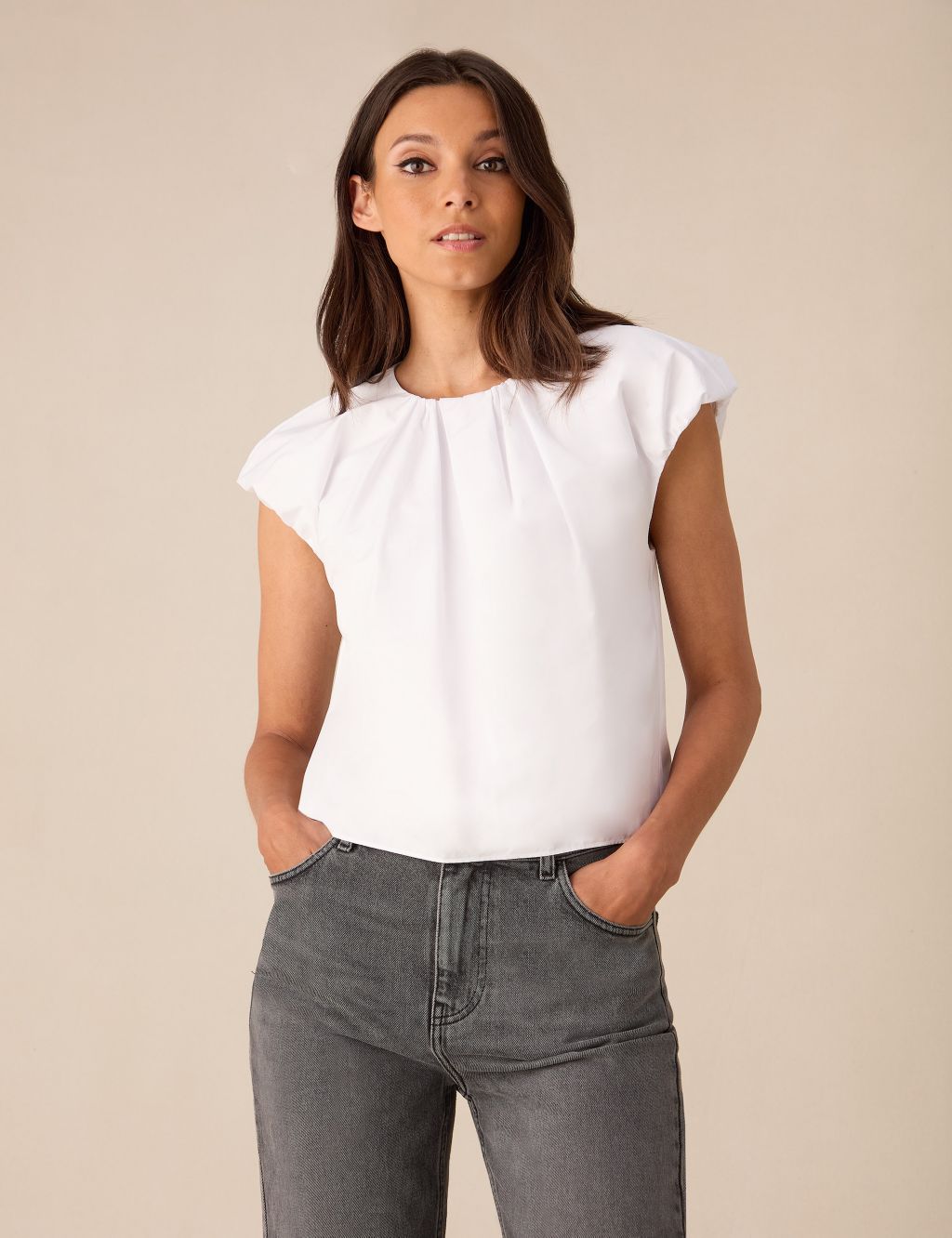 Cotton Rich Puff Sleeve Top