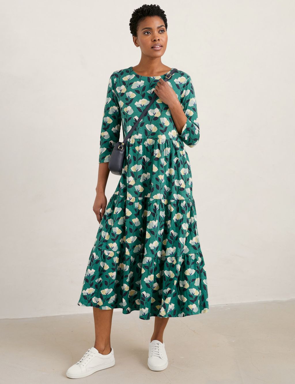 Organic Cotton Floral Midi Waisted Dress image 4