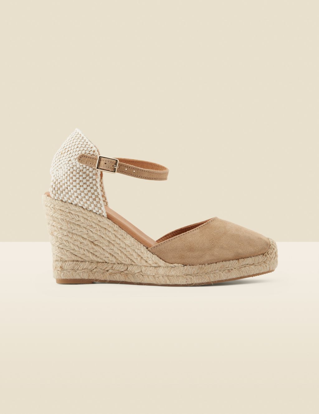 Suede Buckle Ankle Strap Wedge Espadrilles image 2