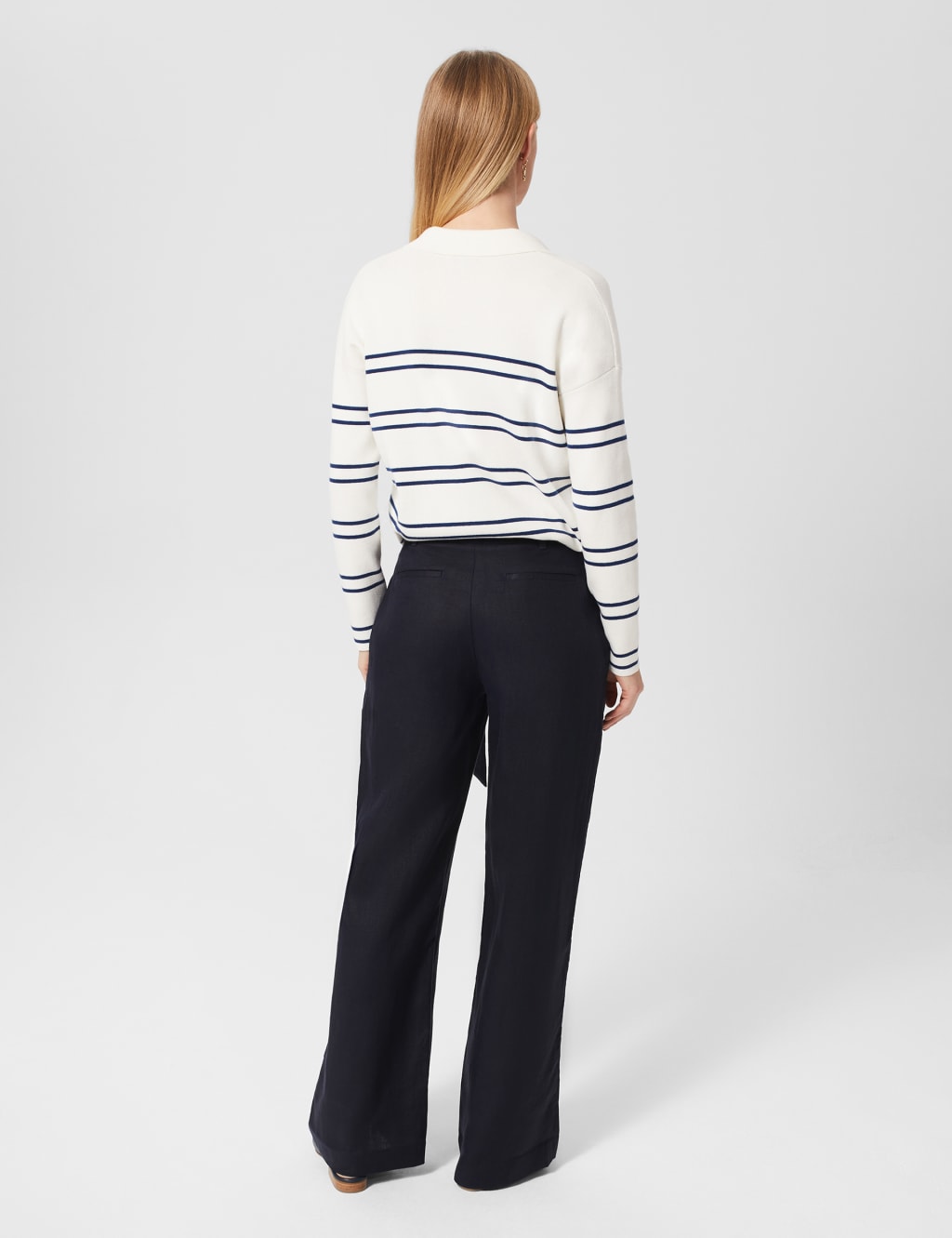 Pure Linen Belted Wide Leg Trousers image 2