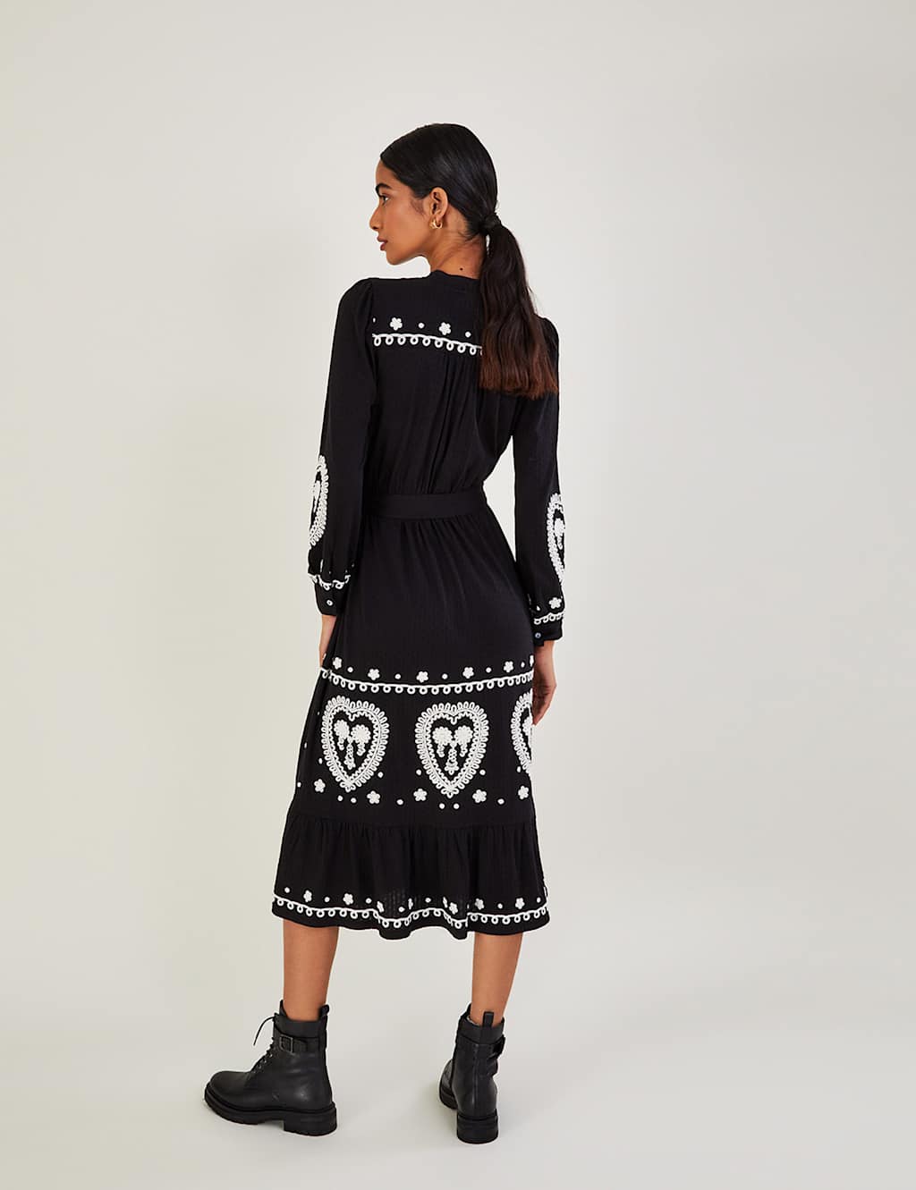 Pure Cotton Embroidered V-Neck Midaxi Dress image 3
