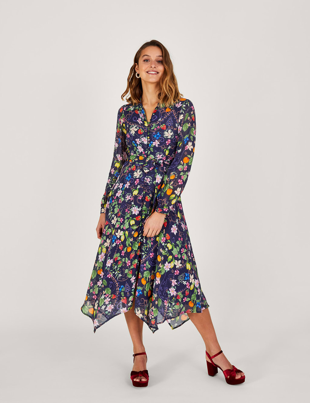 Floral Belted Midaxi Shirt Dress image 1