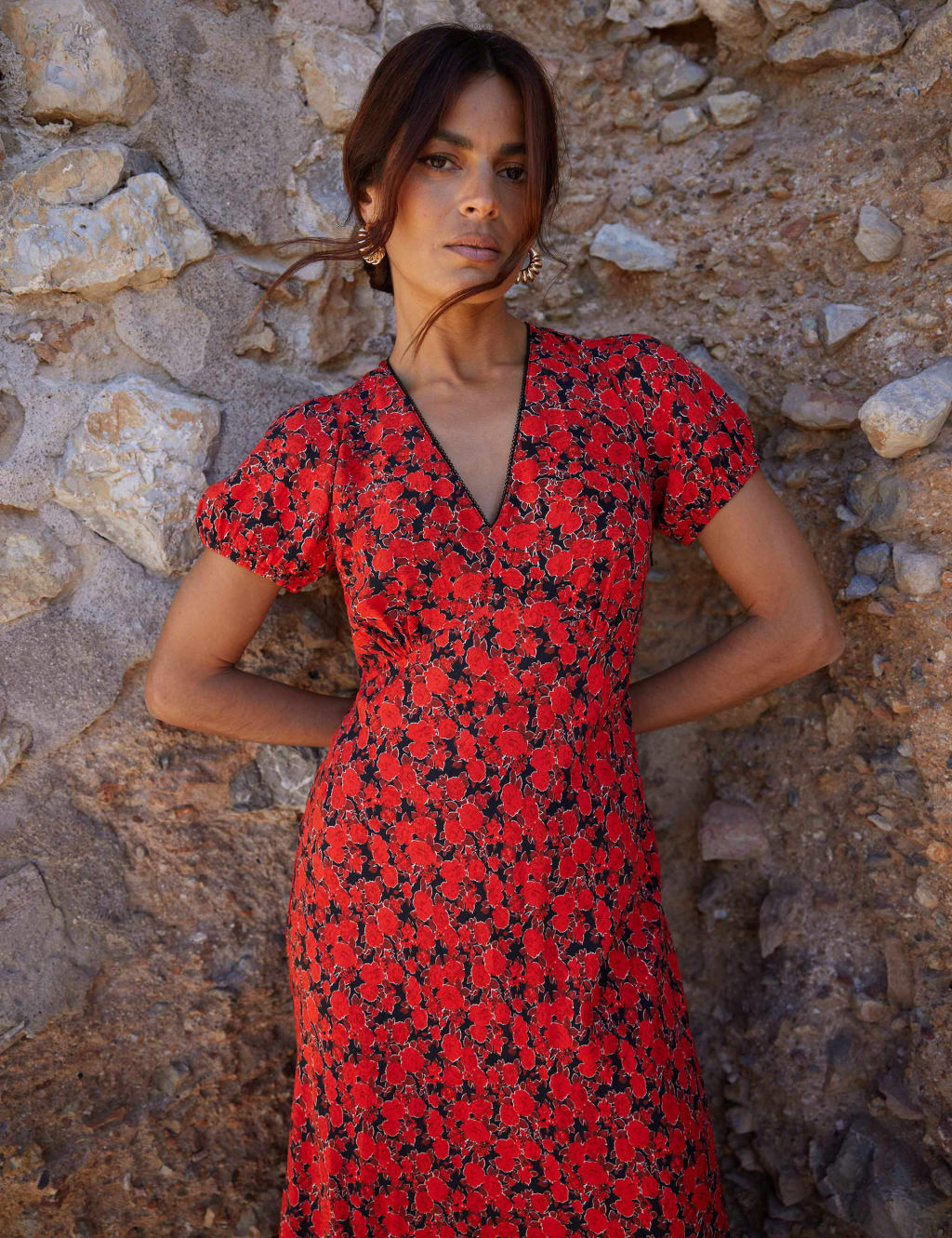 Floral tea dresses with sleeves clearance