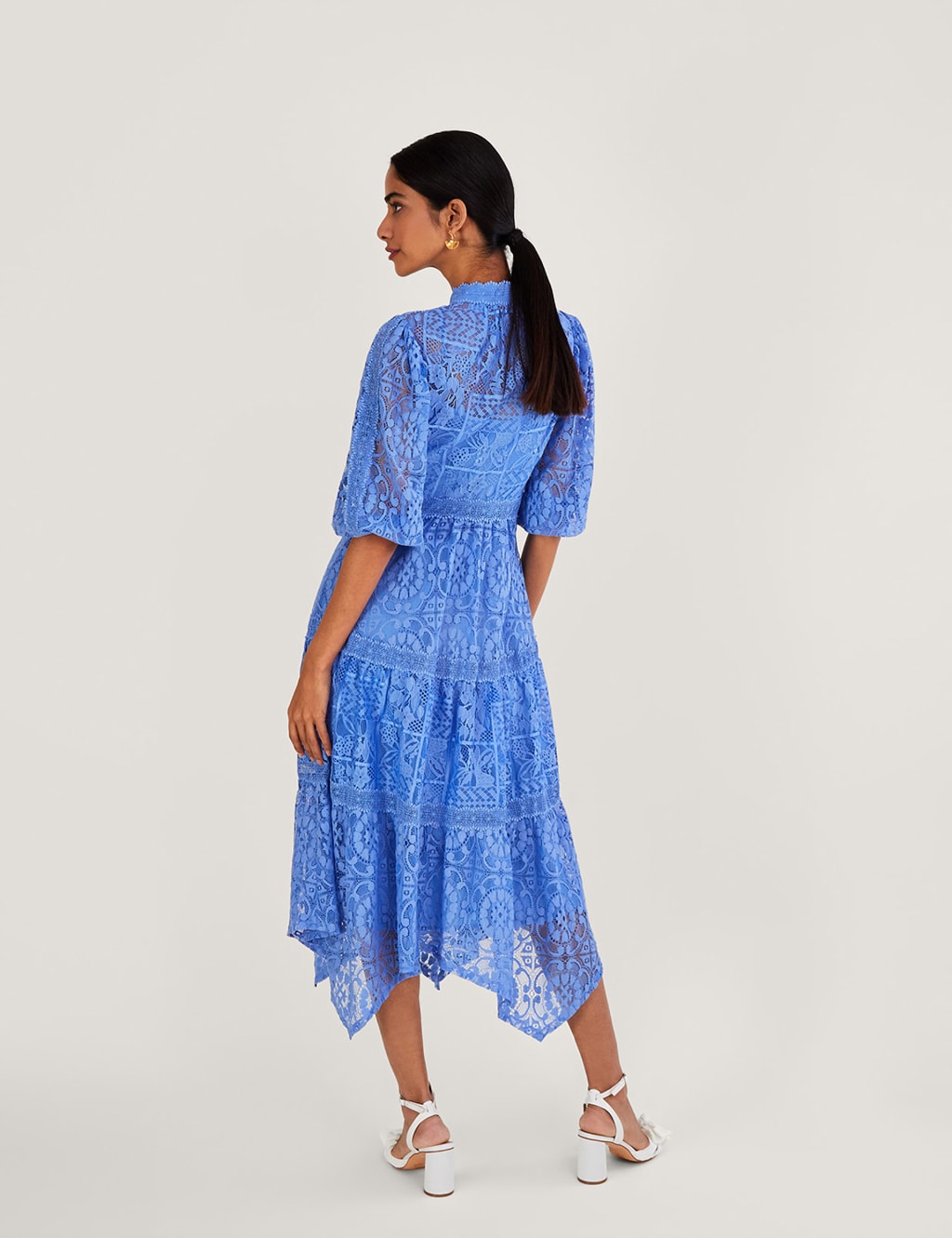 Lace High Neck Midi Shirt Dress image 2