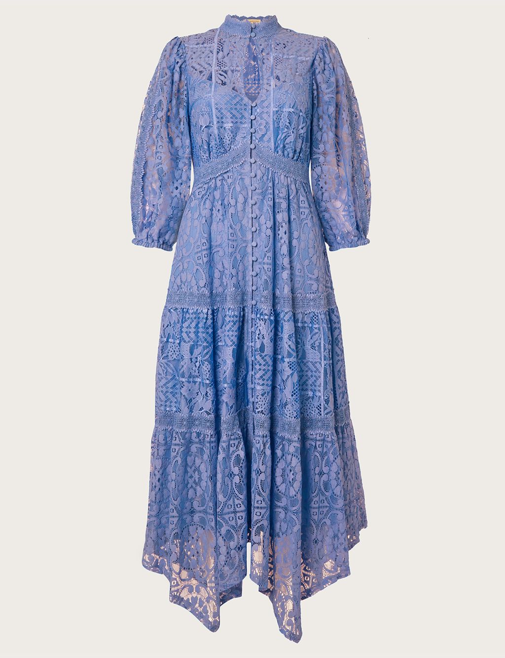 Lace High Neck Midi Shirt Dress image 2