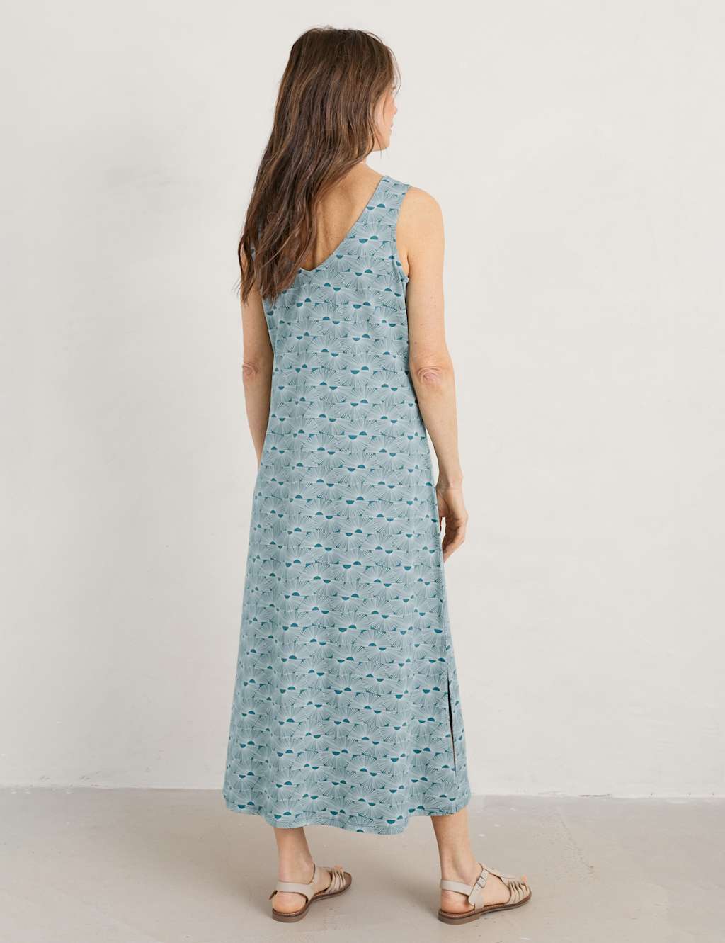 Organic Cotton Printed V-Neck Midi Slip Dress image 3