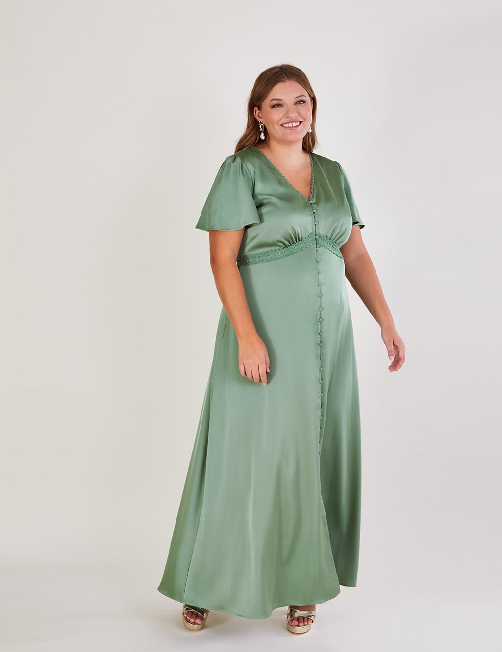 Satin V-Neck Maxi Tea Dress image 3