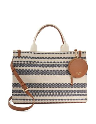 Dune London Womens Striped Canvas Tote Bag - Blue, Blue,Natural