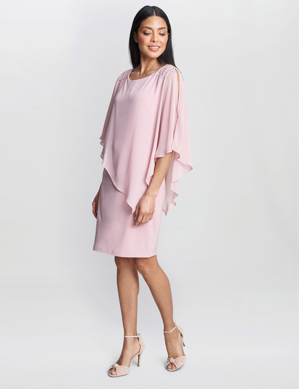 Chiffon Embellished Knee Length Shift Dress image 2