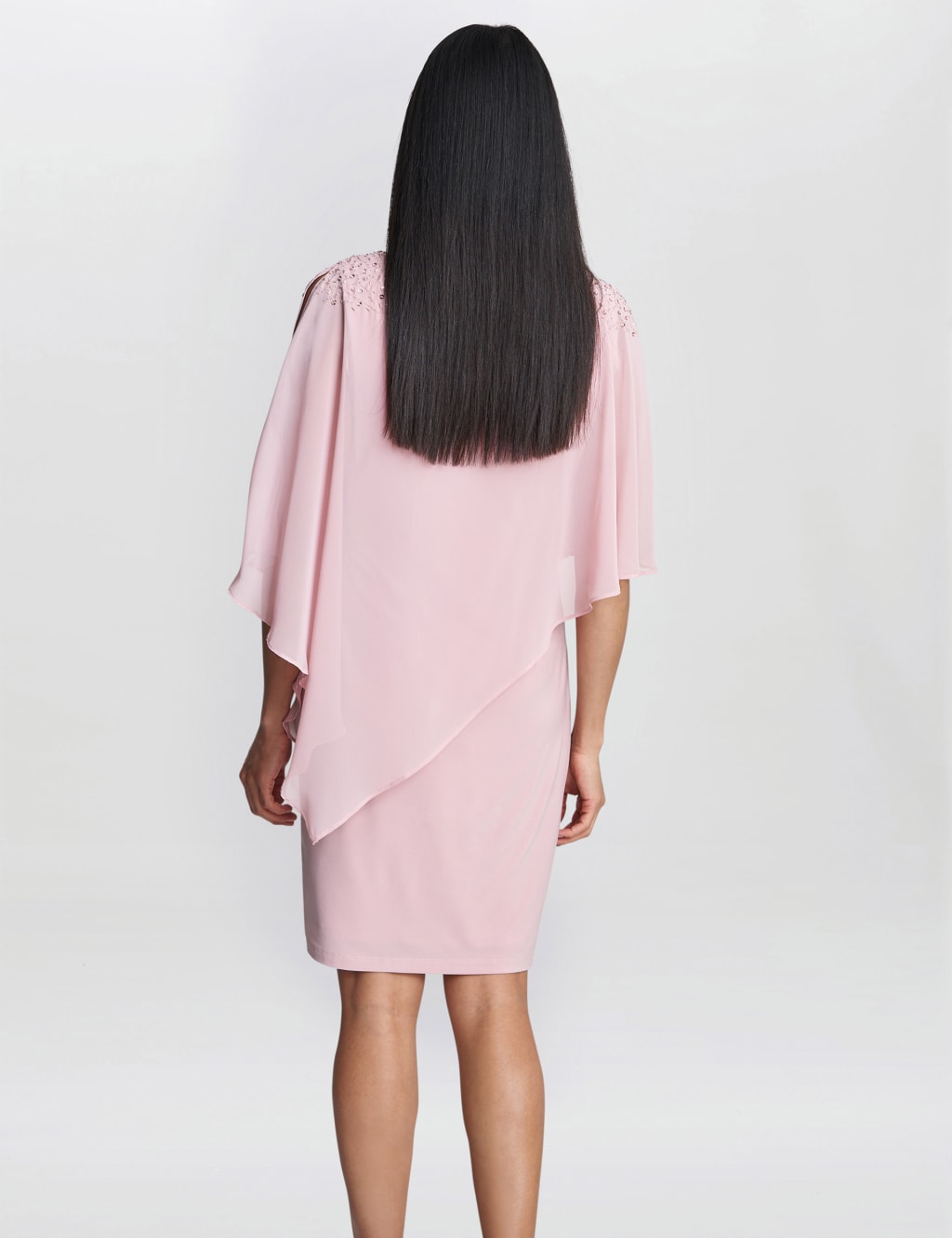 Chiffon Embellished Knee Length Shift Dress image 3