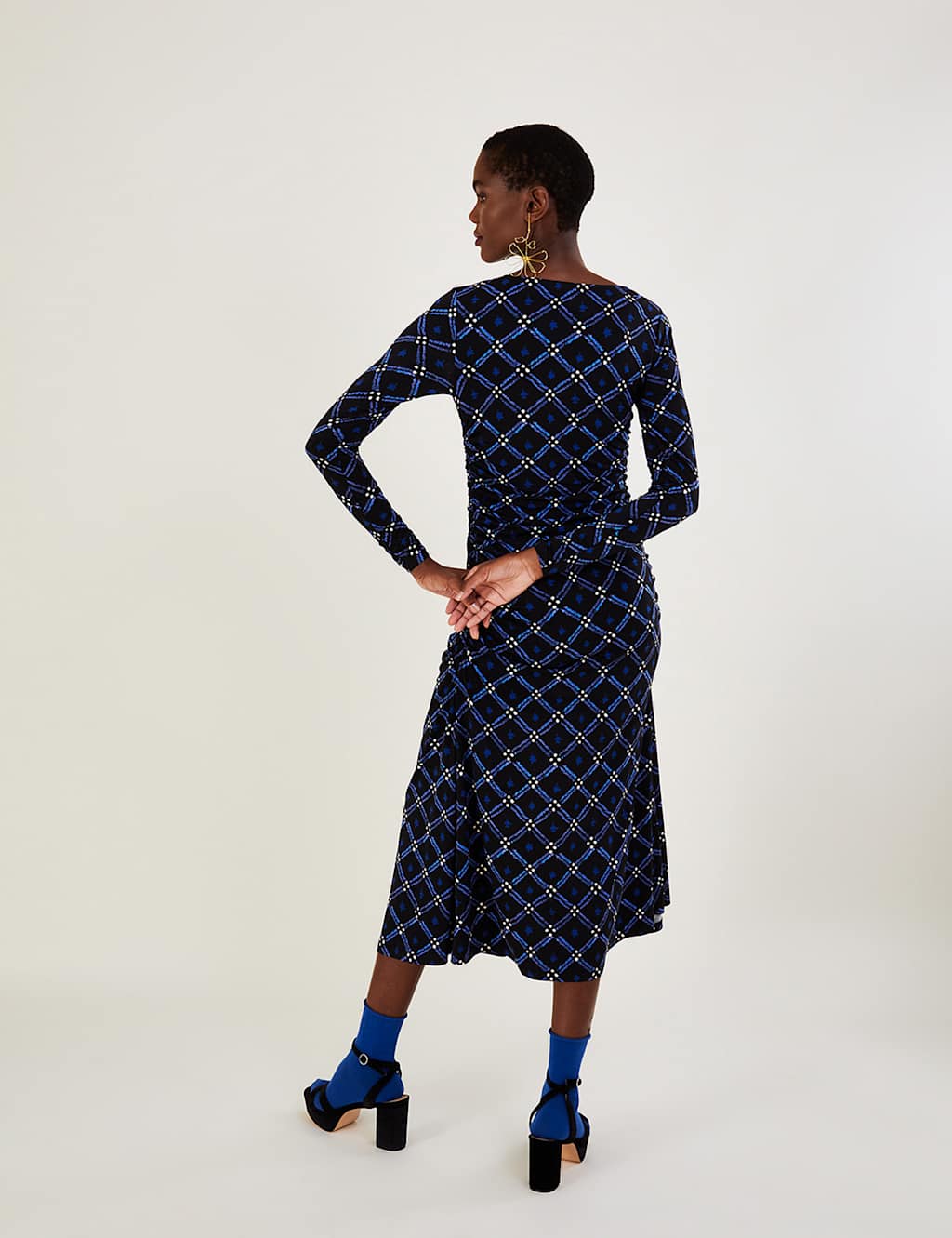 Jersey Checked Midaxi Column Dress image 3