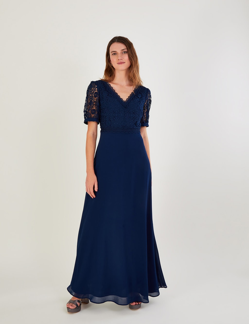 Lace V-Neck Maxi Waisted Dress image 1
