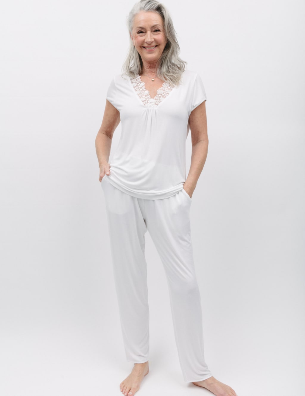 Modal Rich Lace Trim Pyjama Set image 1