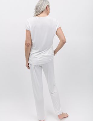 Cyberjammies Womens Modal Rich Lace Trim Pyjama Set - 10 - White, White