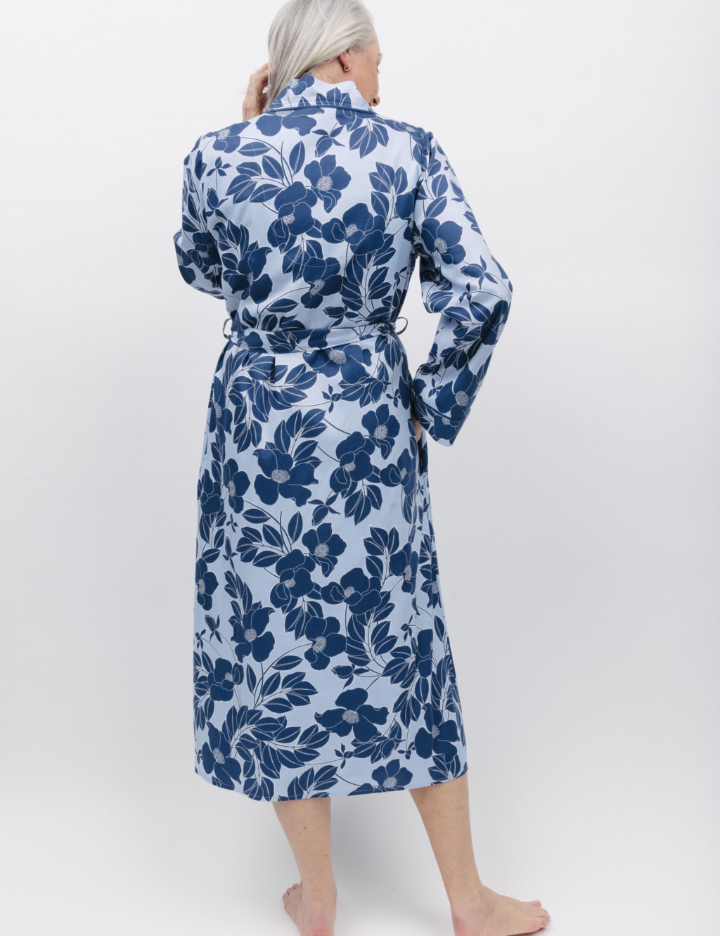 Cotton Modal Floral Long Dressing Gown image 2